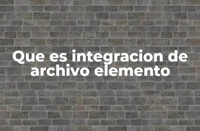 Que es Integracion de Archivo Elemento