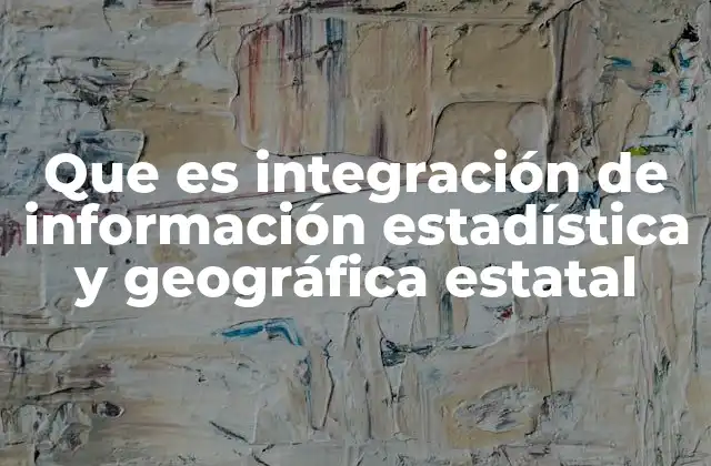 Que es Integración de Información Estadística y Geográfica Estatal