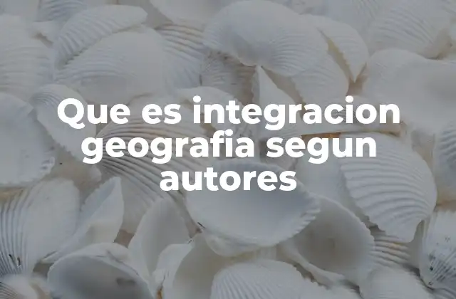 Que es Integracion Geografia Segun Autores