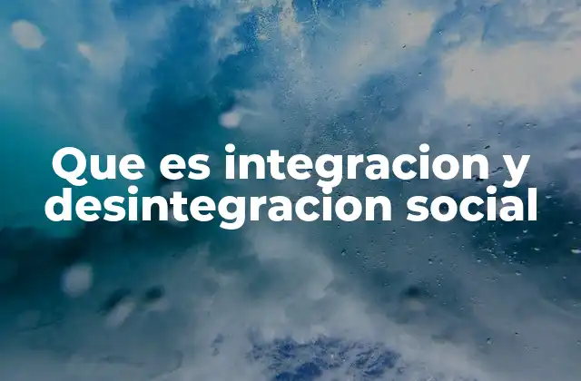 Que es Integracion y Desintegracion Social