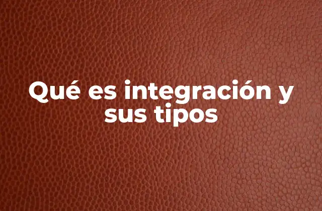 Qué es Integración y Sus Tipos