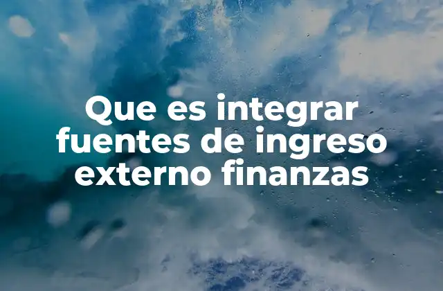 Que es Integrar Fuentes de Ingreso Externo Finanzas