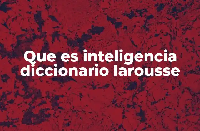 Que es Inteligencia Diccionario Larousse