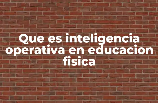 Que es Inteligencia Operativa en Educacion Fisica