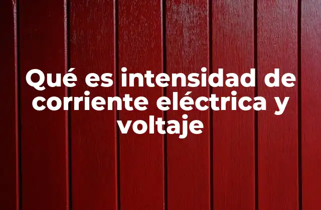 Qué es Intensidad de Corriente Eléctrica y Voltaje