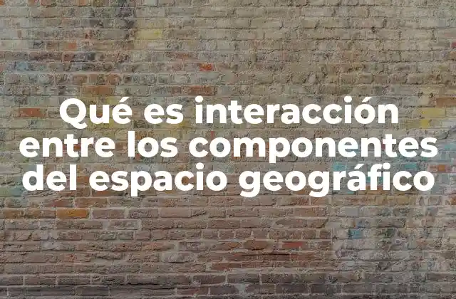 Qué es Interacción entre los Componentes Del Espacio Geográfico