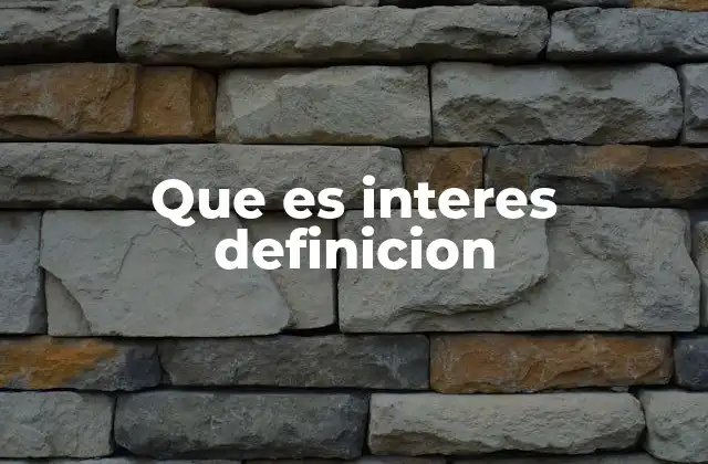 Que es Interes Definicion