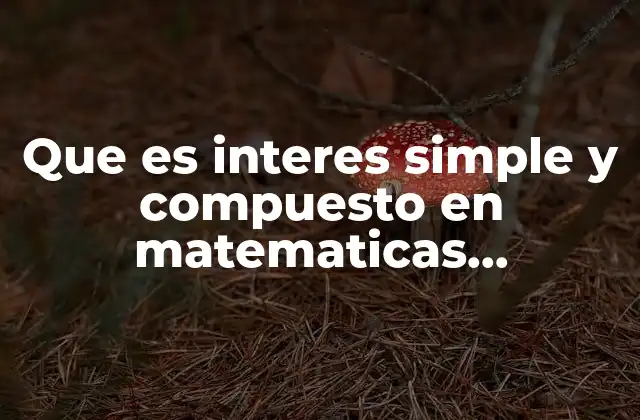 Que es Interes Simple y Compuesto en Matematicas Financieras