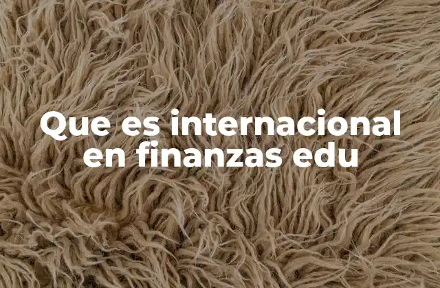 Que es Internacional en Finanzas Edu
