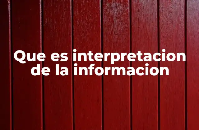 Que es Interpretacion de la Informacion