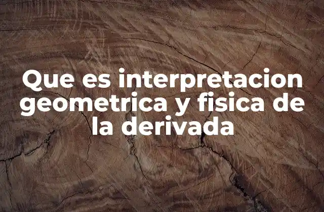 Que es Interpretacion Geometrica y Fisica de la Derivada