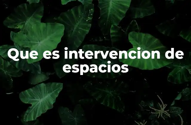 Que es Intervencion de Espacios