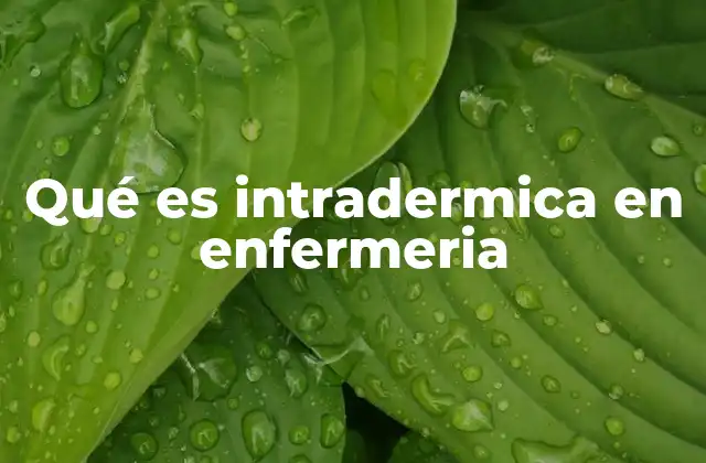 Qué es Intradermica en Enfermeria