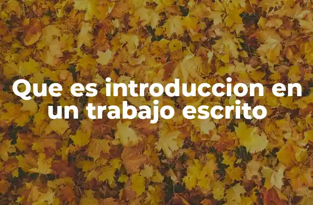 Que es Introduccion en un Trabajo Escrito