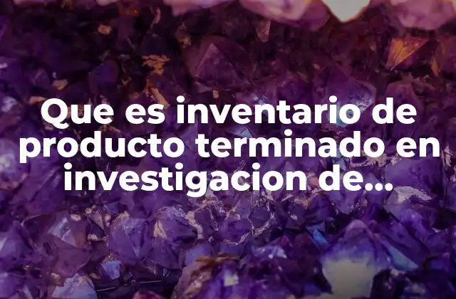 Que es Inventario de Producto Terminado en Investigacion de Operaciones