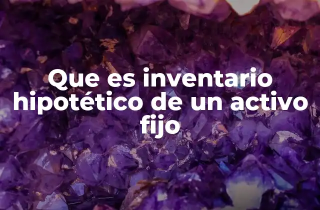 Que es Inventario Hipotético de un Activo Fijo
