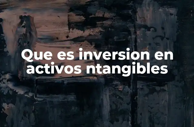 Que es Inversion en Activos Ntangibles