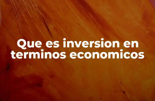 Que es Inversion en Terminos Economicos