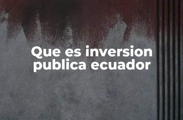 Que es Inversion Publica Ecuador