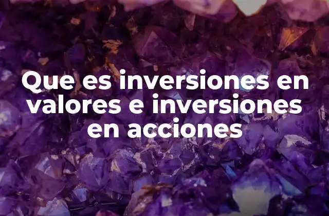 Que es Inversiones en Valores e Inversiones en Acciones