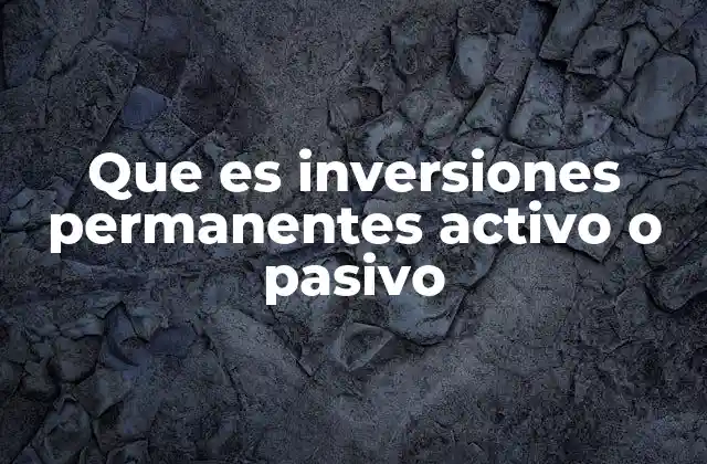 Que es Inversiones Permanentes Activo o Pasivo 2 La importancia de entender el rol de las inversiones permanentes en la estructura financiera