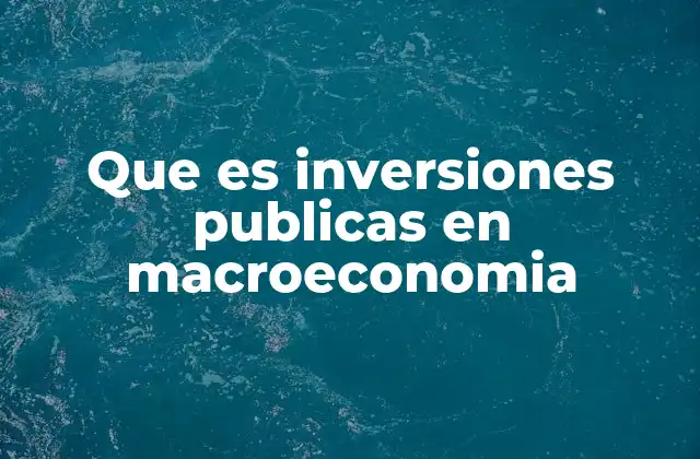 Que es Inversiones Publicas en Macroeconomia