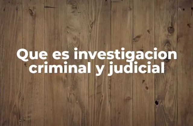 Que es Investigacion Criminal y Judicial