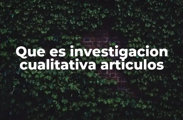Que es Investigacion Cualitativa Articulos