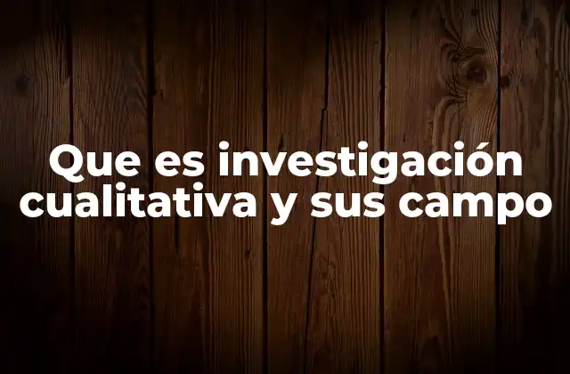 Que es Investigación Cualitativa y Sus Campo