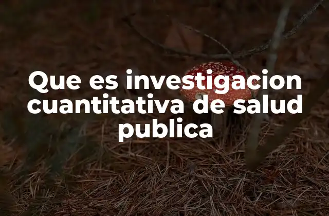 Que es Investigacion Cuantitativa de Salud Publica