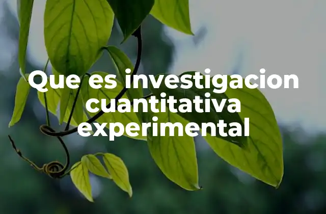 Que es Investigacion Cuantitativa Experimental