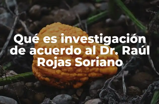 Qué es Investigación de Acuerdo Al Dr. Raúl Rojas Soriano