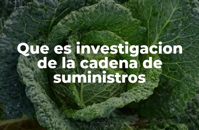 Que es Investigacion de la Cadena de Suministros