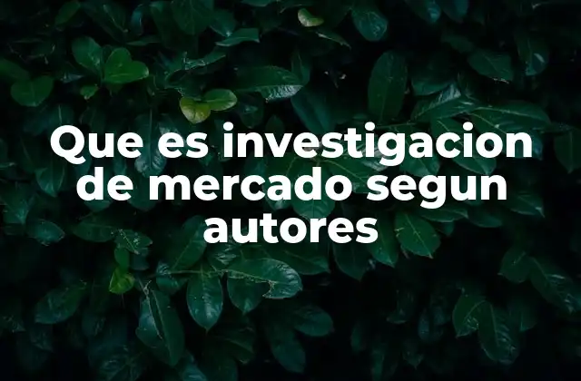 Que es Investigacion de Mercado Segun Autores