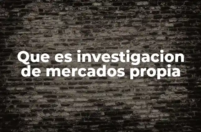 Que es Investigacion de Mercados Propia