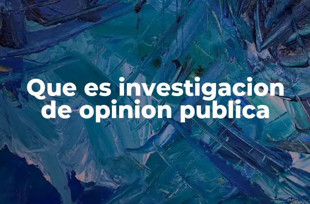 Que es Investigacion de Opinion Publica