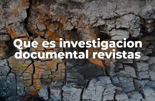 Que es Investigacion Documental Revistas