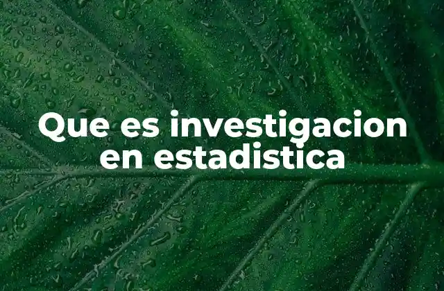 Que es Investigacion en Estadistica