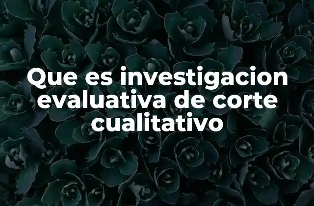 Que es Investigacion Evaluativa de Corte Cualitativo