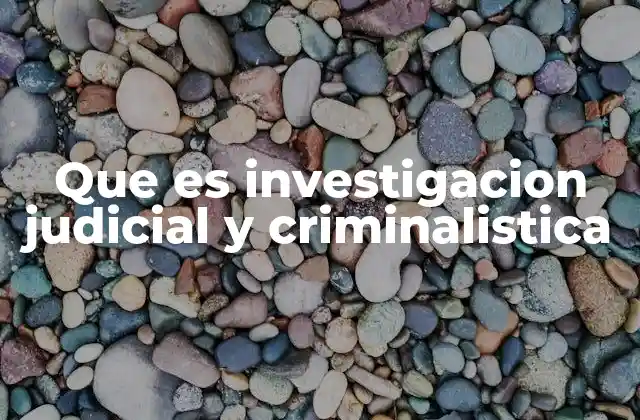 Que es Investigacion Judicial y Criminalistica