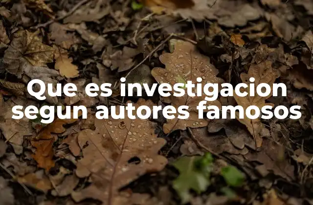 Que es Investigacion Segun Autores Famosos