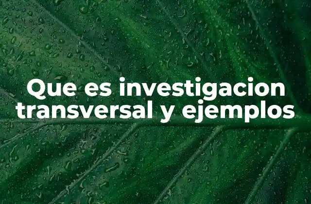 Que es Investigacion Transversal y Ejemplos