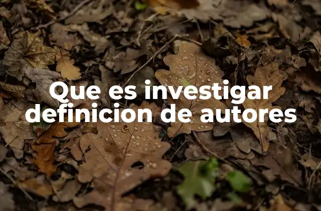 Que es Investigar Definicion de Autores