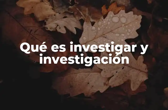 Qué es Investigar y Investigación