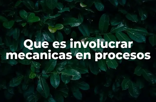 Que es Involucrar Mecanicas en Procesos