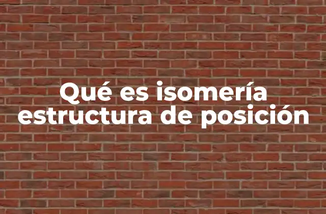 Qué es Isomería Estructura de Posición