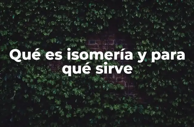 Qué es Isomería y para Qué Sirve