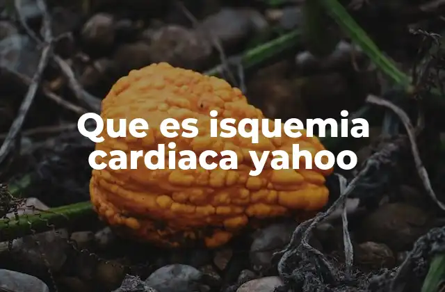 Que es Isquemia Cardiaca Yahoo