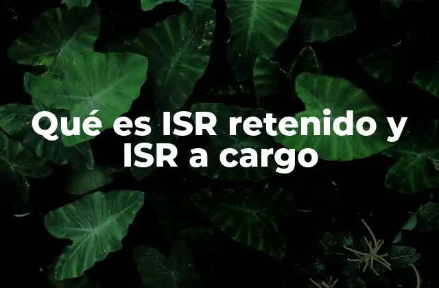 Qué es Isr Retenido y Isr a Cargo