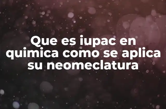 Que es Iupac en Quimica como Se Aplica Su Neomeclatura